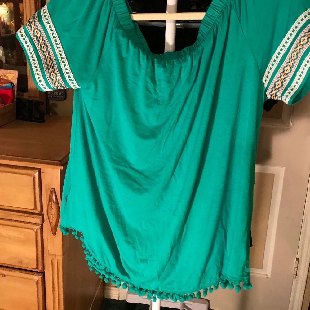 Hannah Small Peasant Blouse with Embroidered Sleev